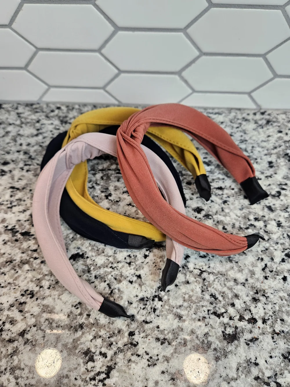 Knotted Fabric Headband Set - Navy, Mustard, Blush, Terracotta
